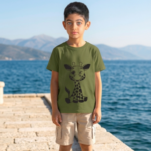 Kids' Summer Set – Giraffe Print T-shirt + Shorts